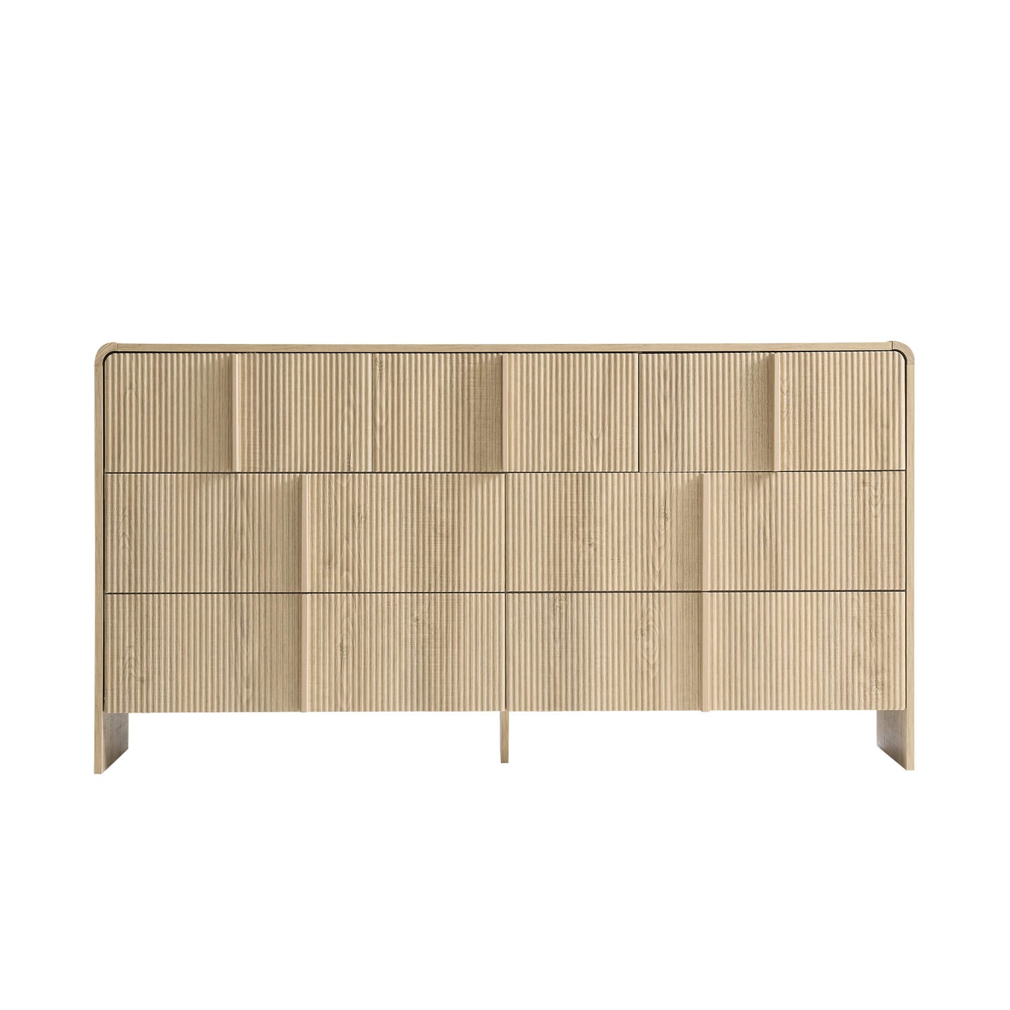 Garyon Fluted 7-Drawer Wide Dresser - Natural Oak