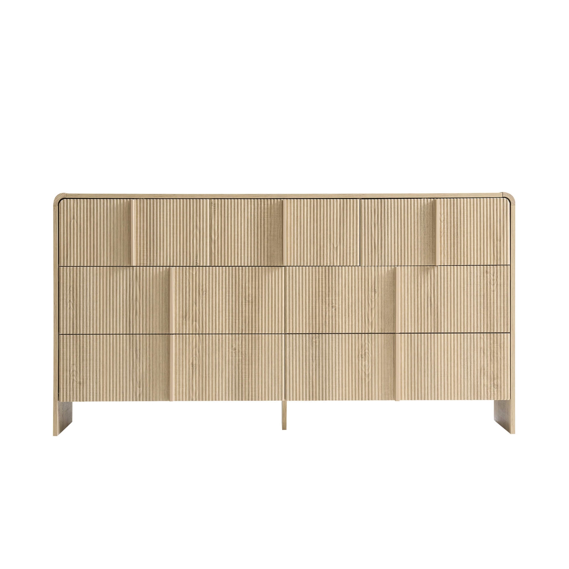 Garyon Fluted 7-Drawer Wide Dresser - Natural Oak