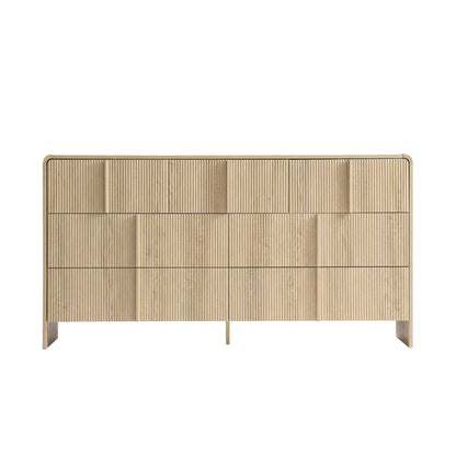 Garyon Fluted 7-Drawer Wide Dresser - Natural Oak