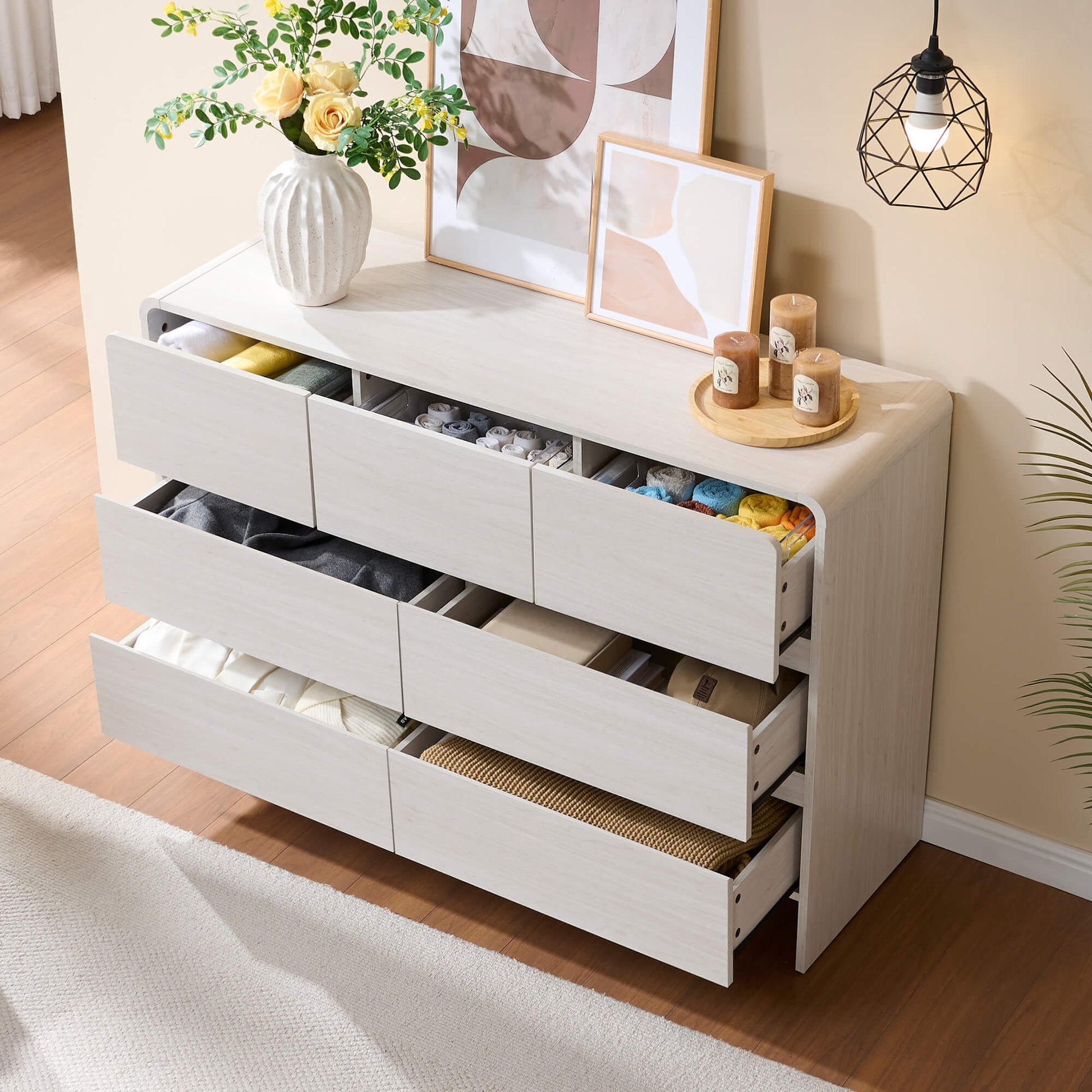 storage dresser Amerlife Garyon Modern 7-Drawer Storage Dresser with Rounded Corners, Anti-Tip Kit Black