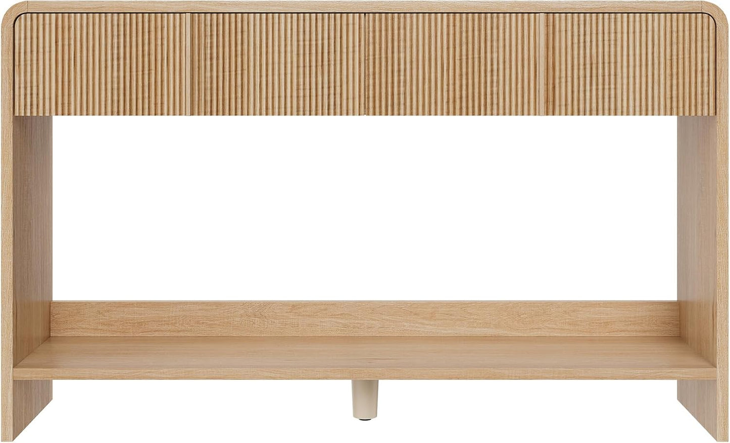 Curvia Wooden Console Table Amerlife Fluted Panel / Natural Oak