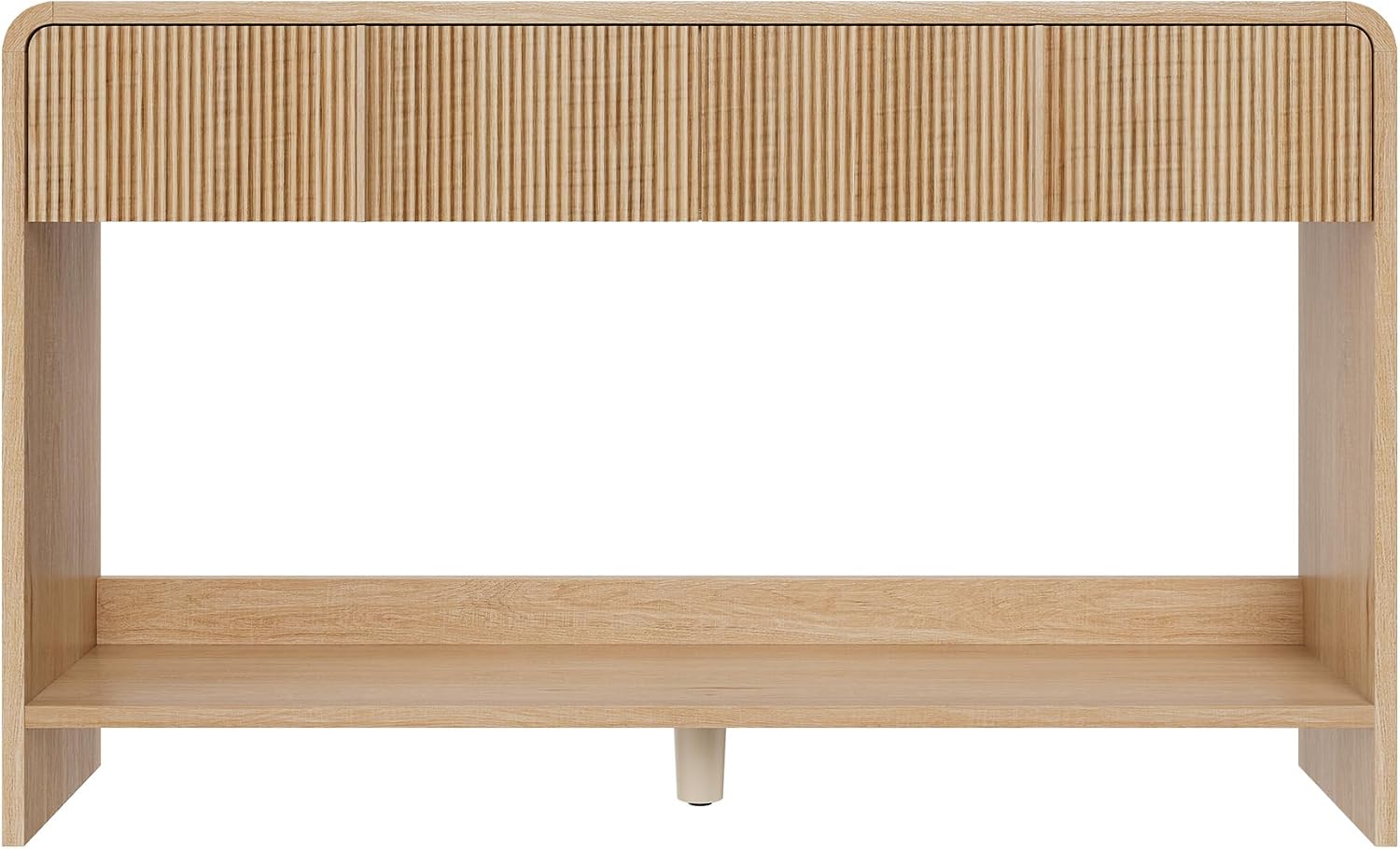 Curvia Wooden Console Table Amerlife Fluted Panel / Natural Oak