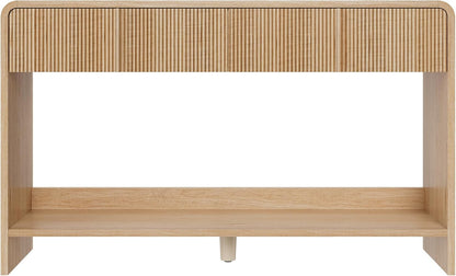 Curvia Wooden Console Table Amerlife Fluted Panel / Natural Oak