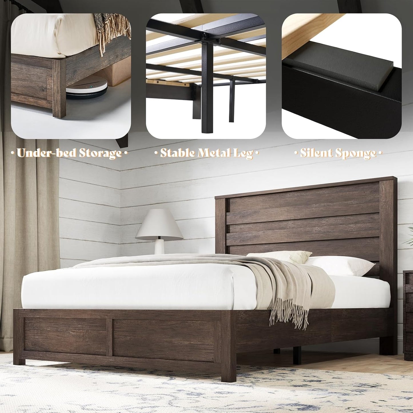Sequoia Bedroom Set with Fluted Headboard-Q-Gray