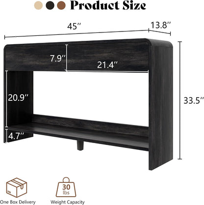 Curvia Wooden Console Table Amerlife Flat Panel / Black