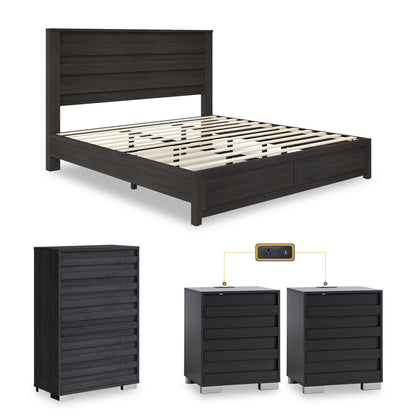 3 Piece Bedroom Set-Q-Black