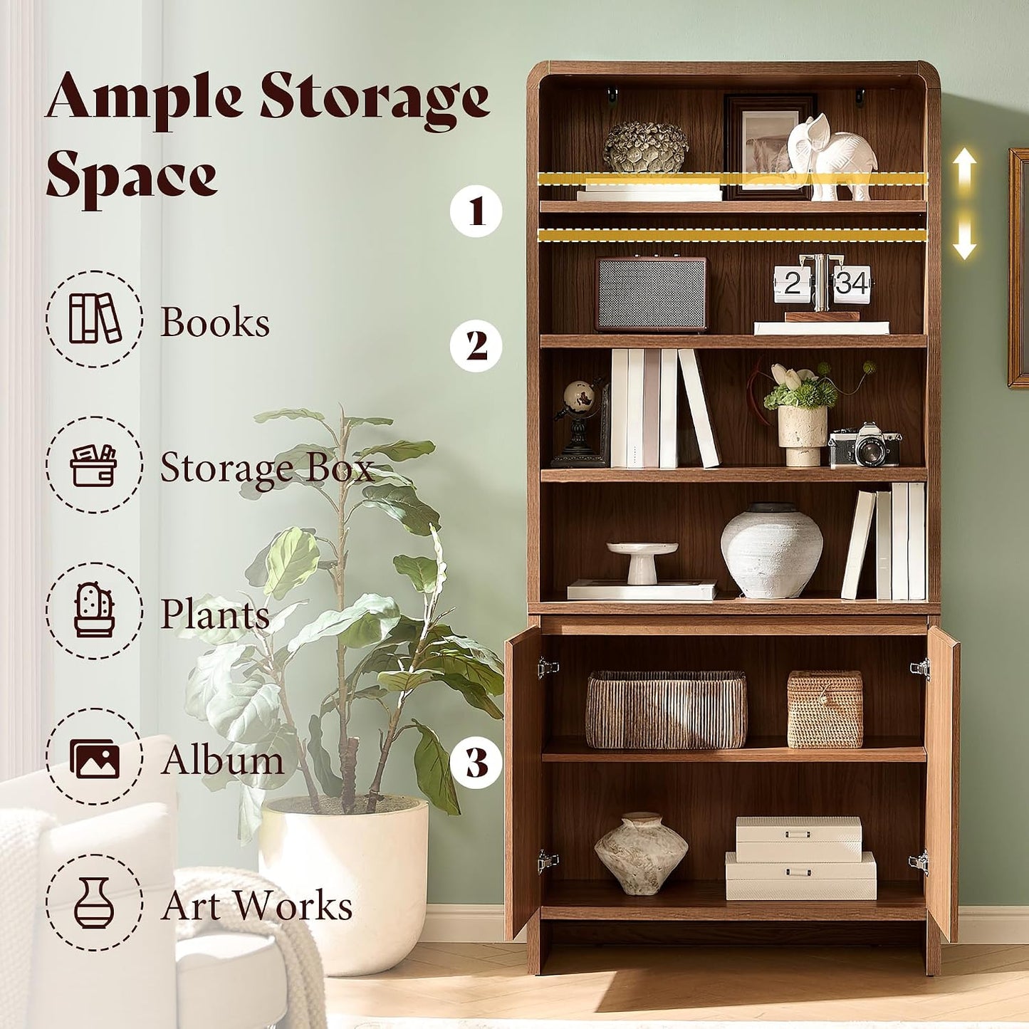 Arcova 71" Tall Bookshelf Amerlife Rustic Brown