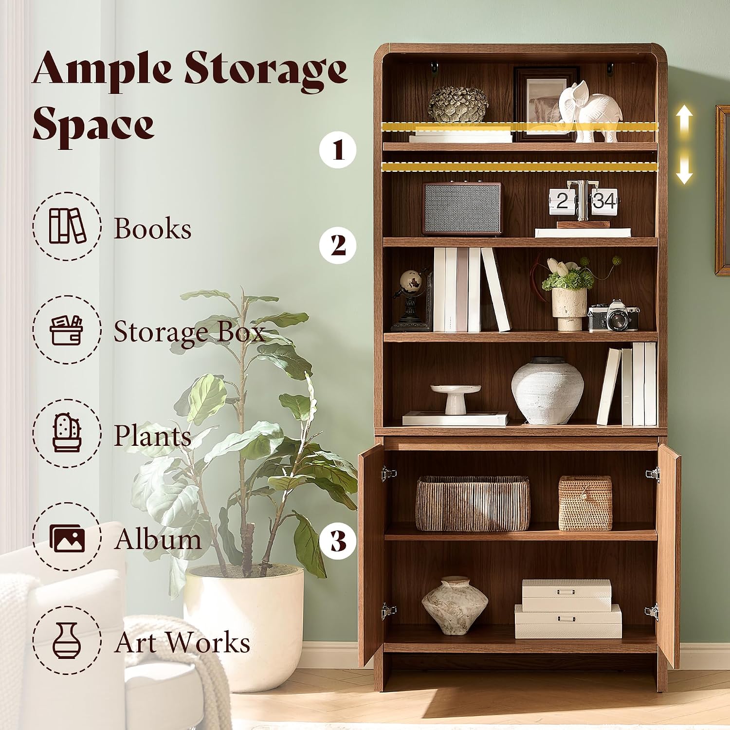Arcova 71" Tall Bookshelf Amerlife Rustic Brown