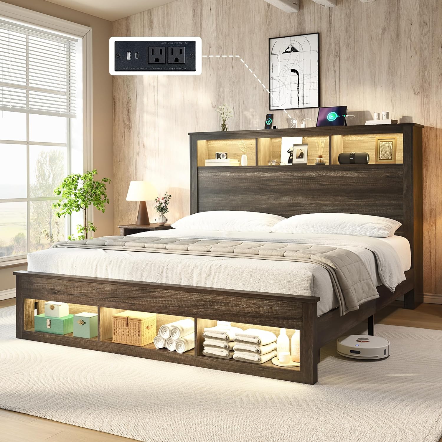 Larkin Storage Bed Frame - Full /RusticGrey