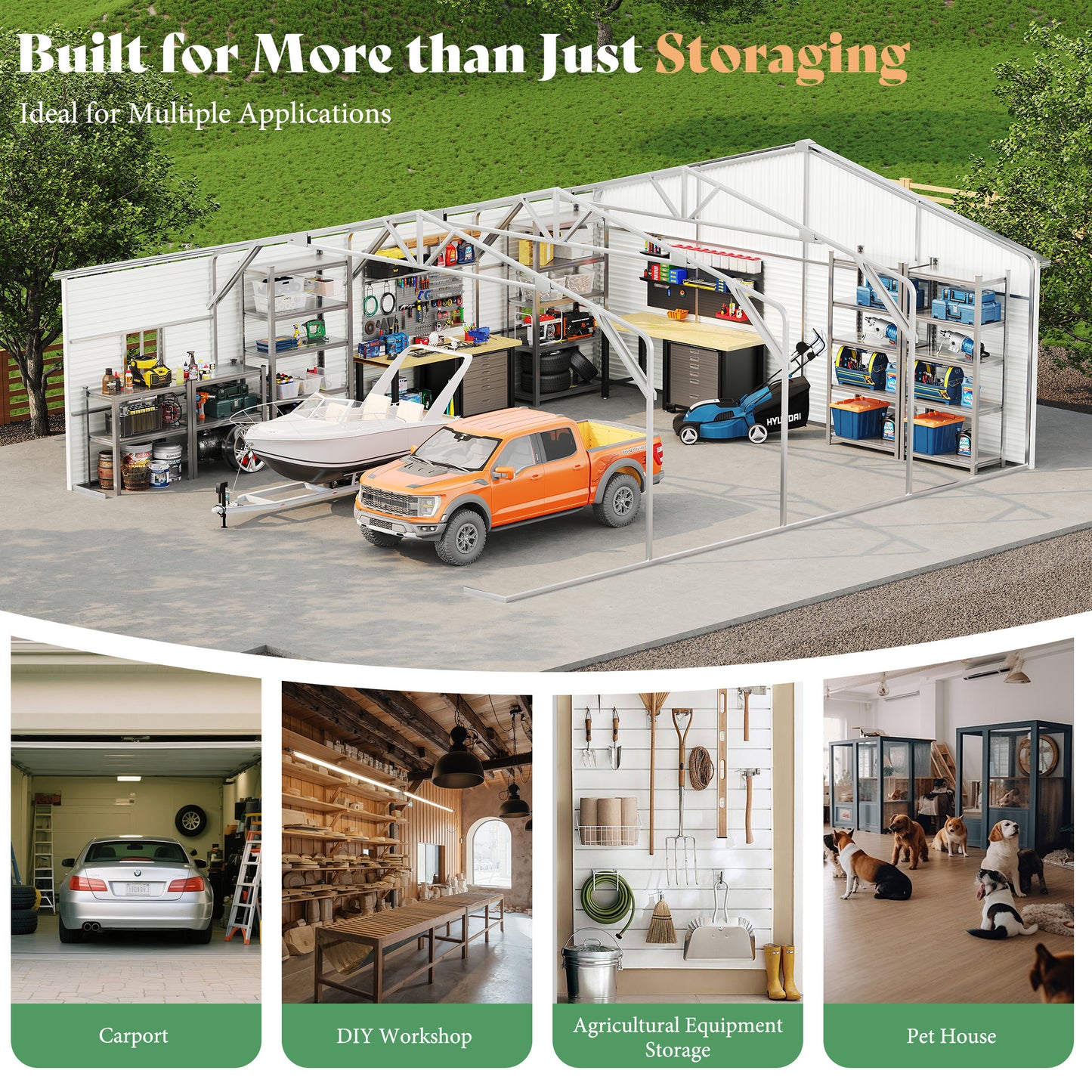 Extra Large Outdoor Metal Garage Shed Amerlife 25x30x11.5 FT 