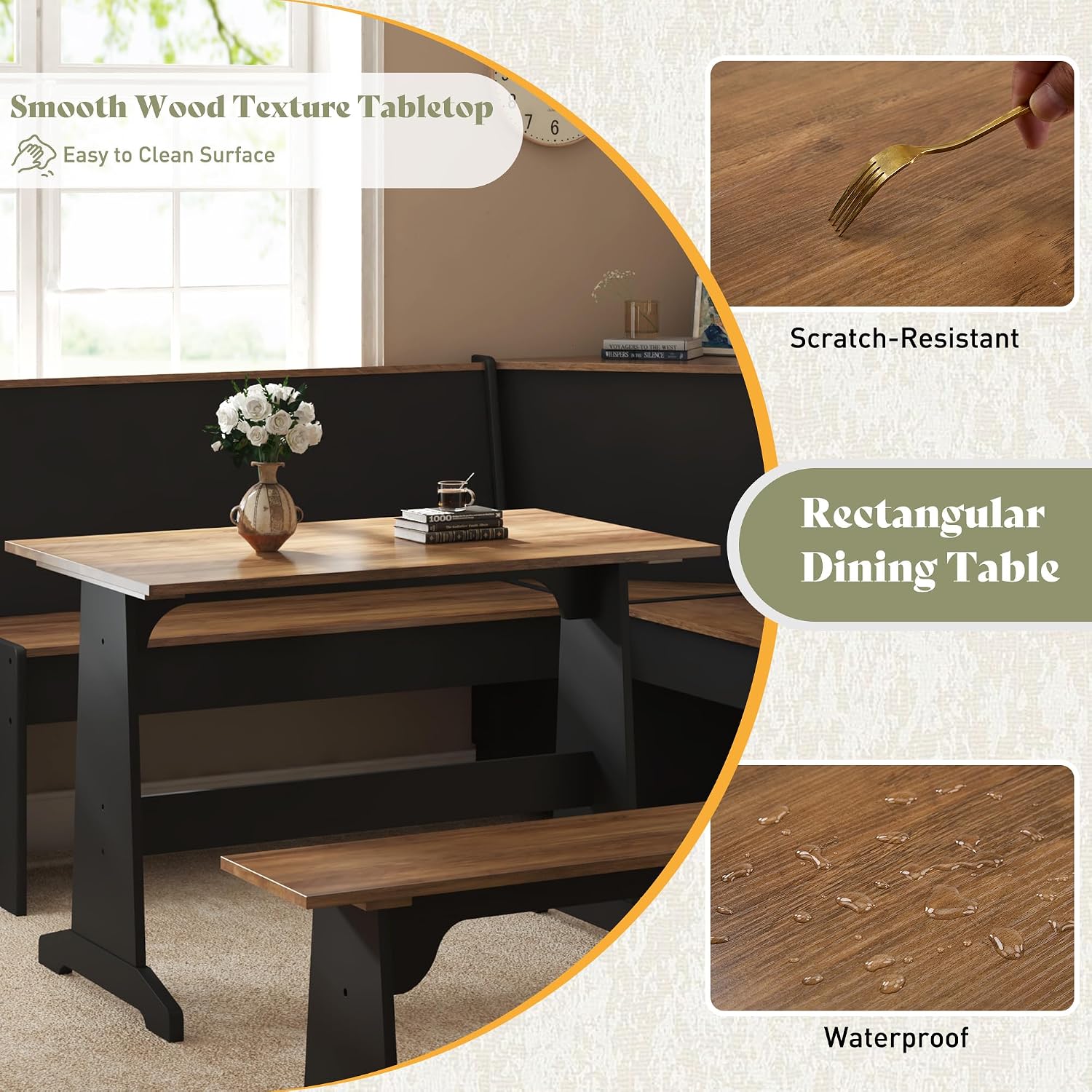 Feast 3-Piece Corner Dining Table Set Amerlife
