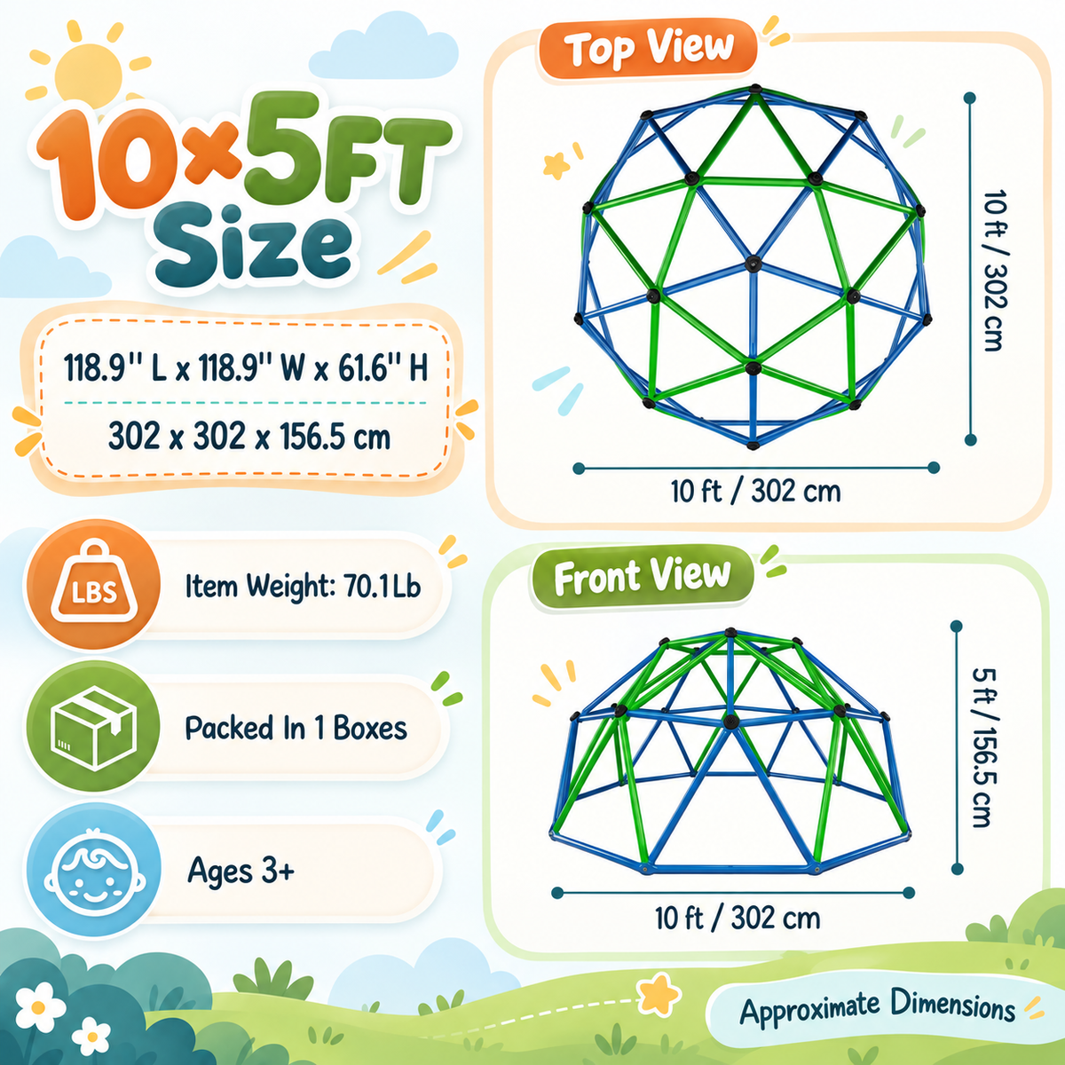 Outdoor Geometric Kids Jungle Gym-10*5 FT