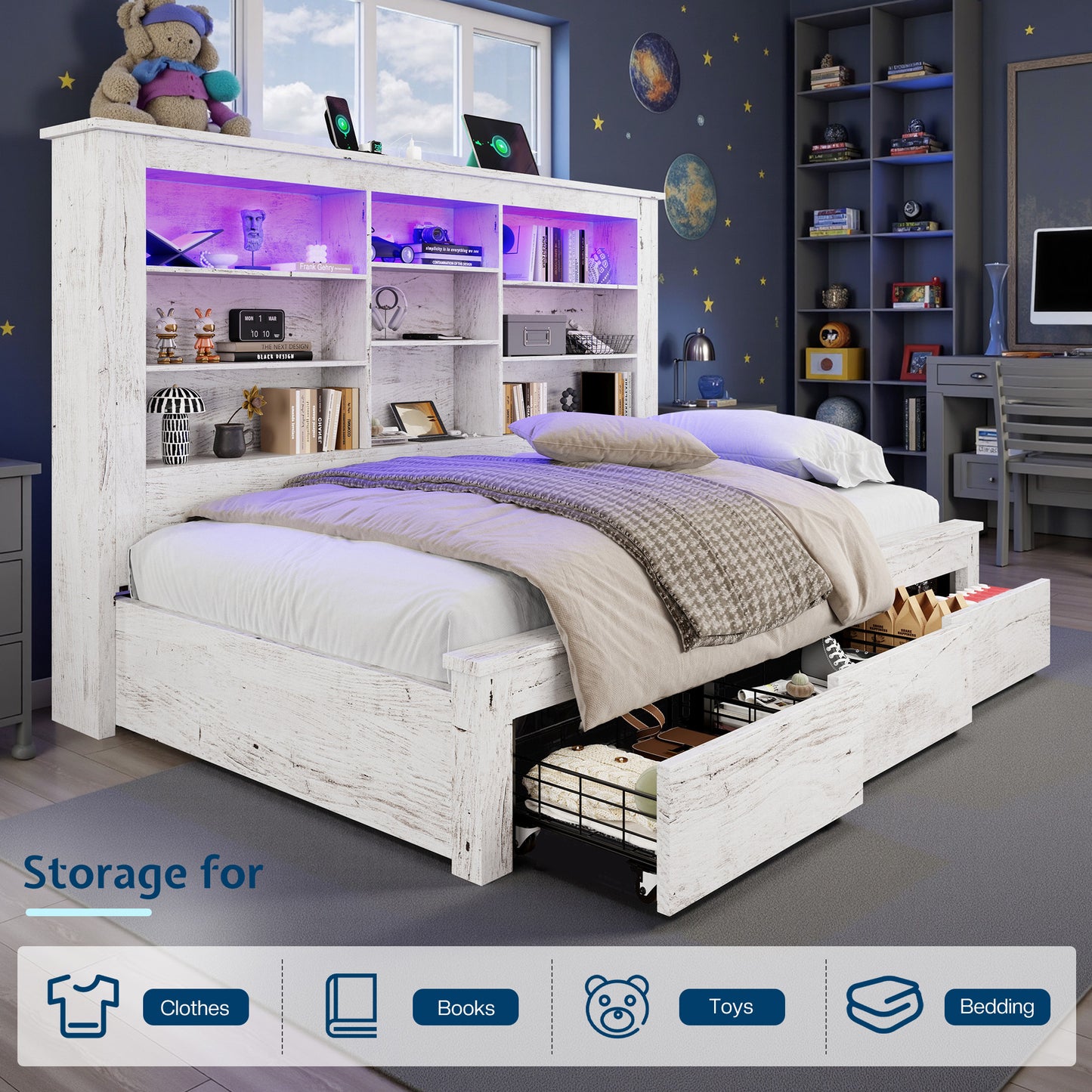 Beam Bed Frame Amerlife Twin / White