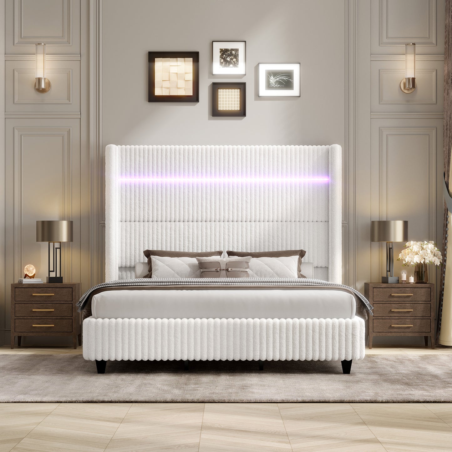 Warren Faux-Fur Bed Frame Amerlife 