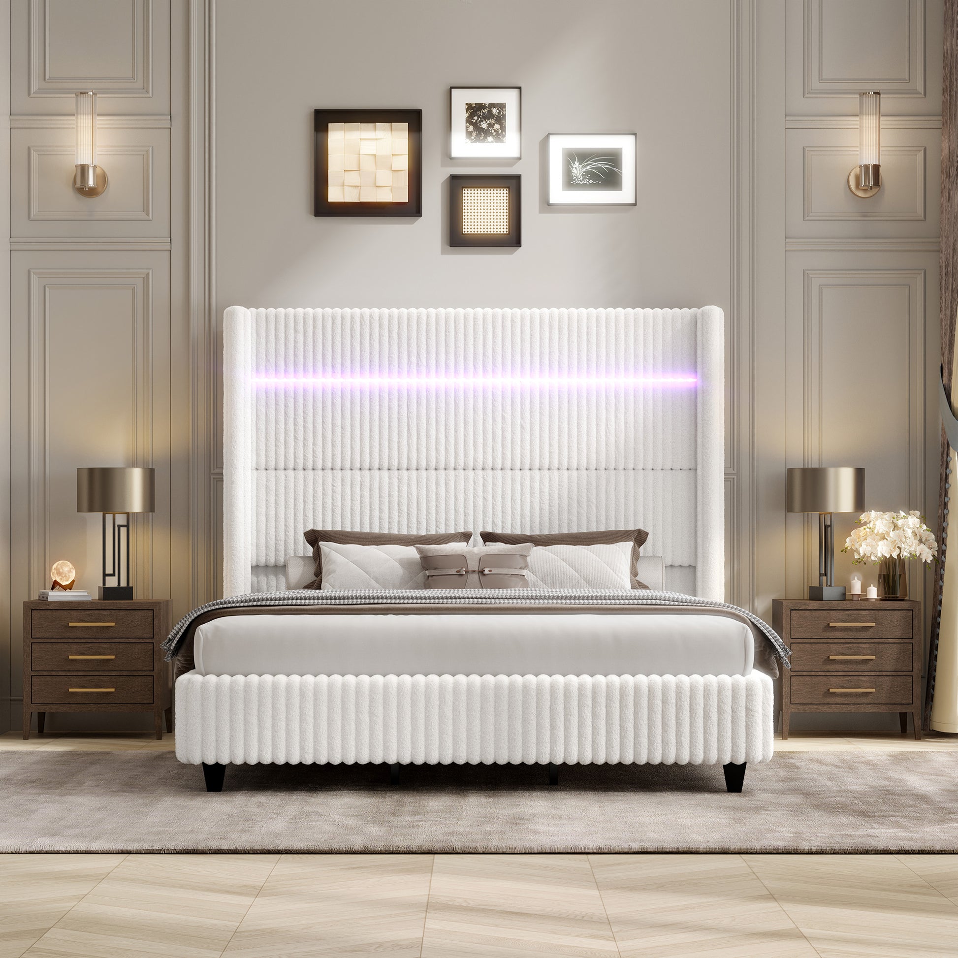 Warren Faux-Fur Bed Frame Amerlife 