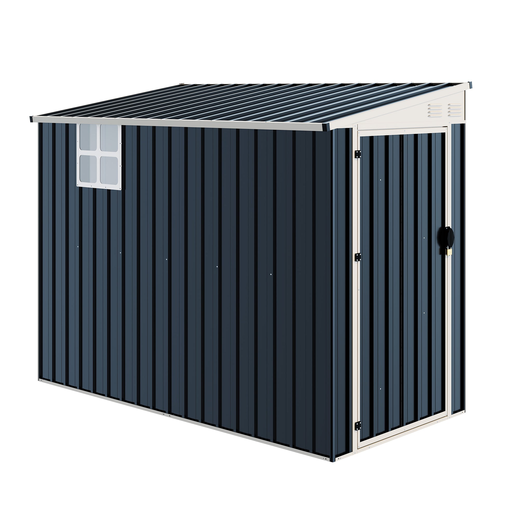 Lark Weatherproof Metal Garden Tool Shed with Sloped Roof-8x4FT