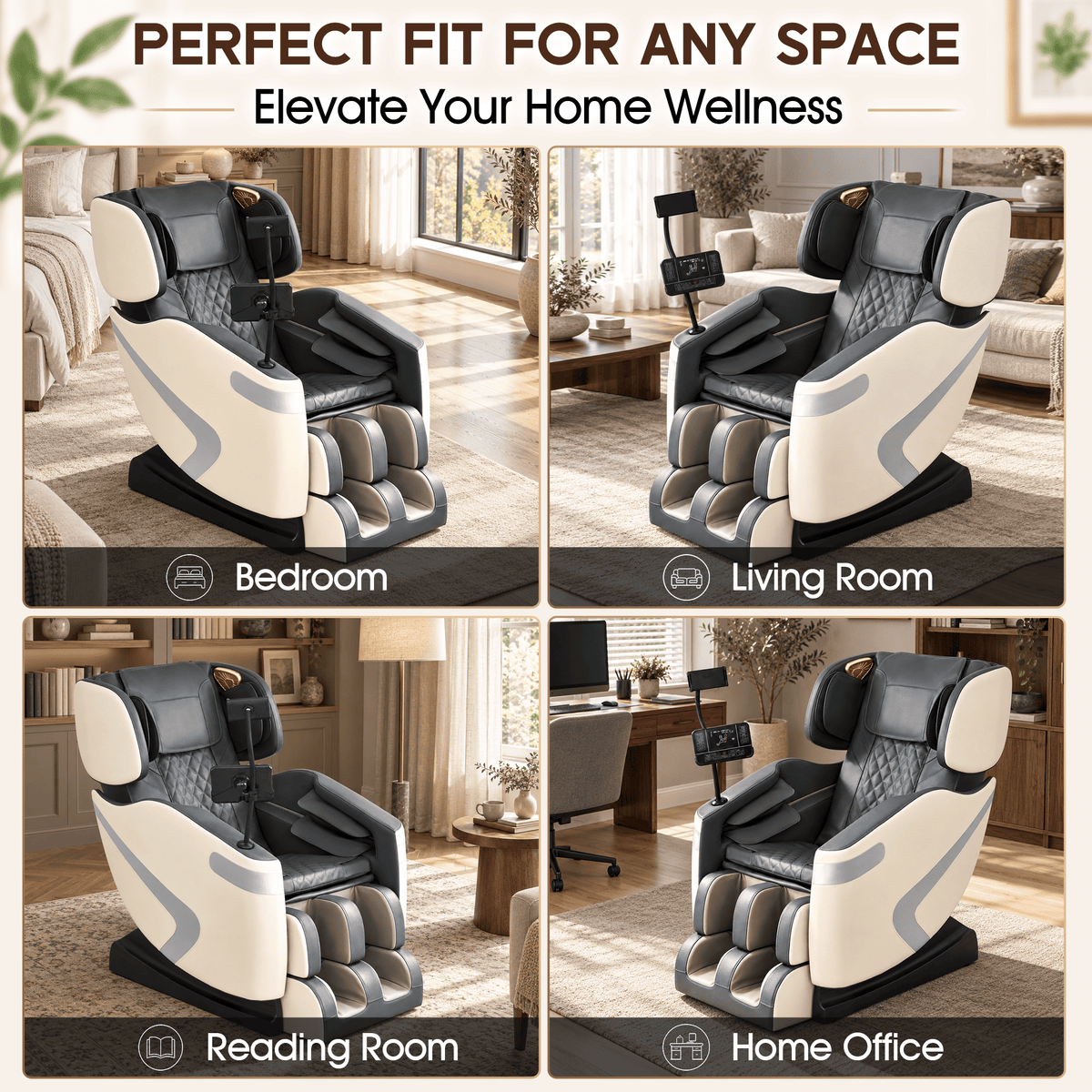 Smart 3D Zero Gravity Massage Chair-Wider Version-White & Gray