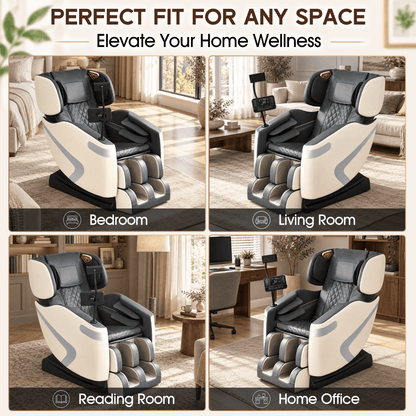 Smart 3D Zero Gravity Massage Chair-Wider Version-White & Gray