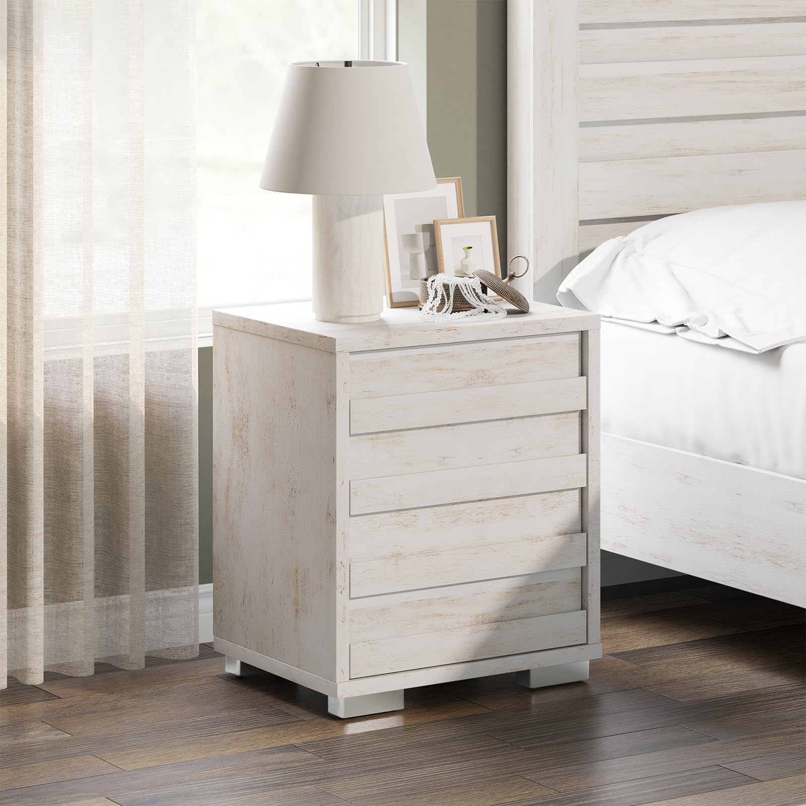 3 Piece Bedroom Set-K-Distressed White