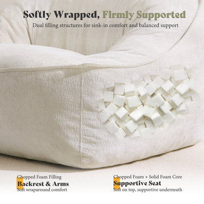 Amerlife Oversized Bean Bag Lounge Chair-Cream Chenille