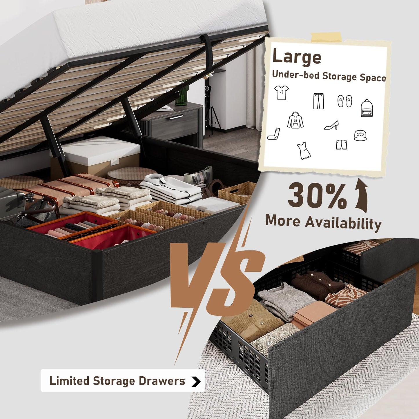 Cody Bedroom Storage Bed Set Queen Black