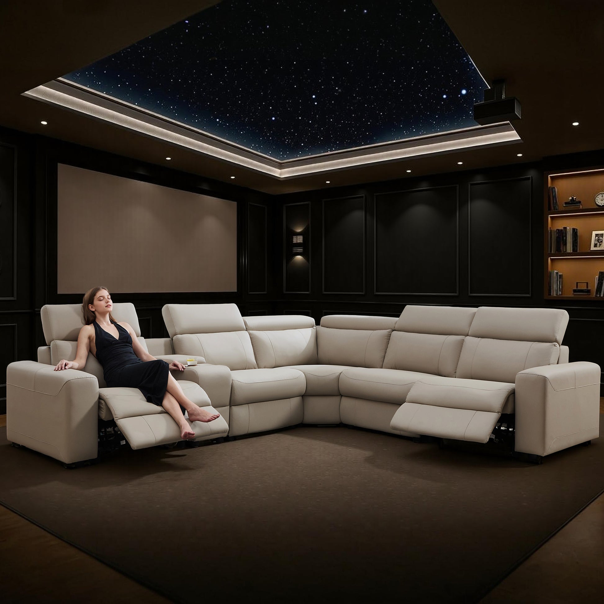 Velouria Electric Reclining Sofa Beige