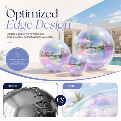 Vibe Reusable Inflatable Mirror Balls for Disco Parties & Events-3PCS-15.7"+23.6"+31.5"-Iridescent