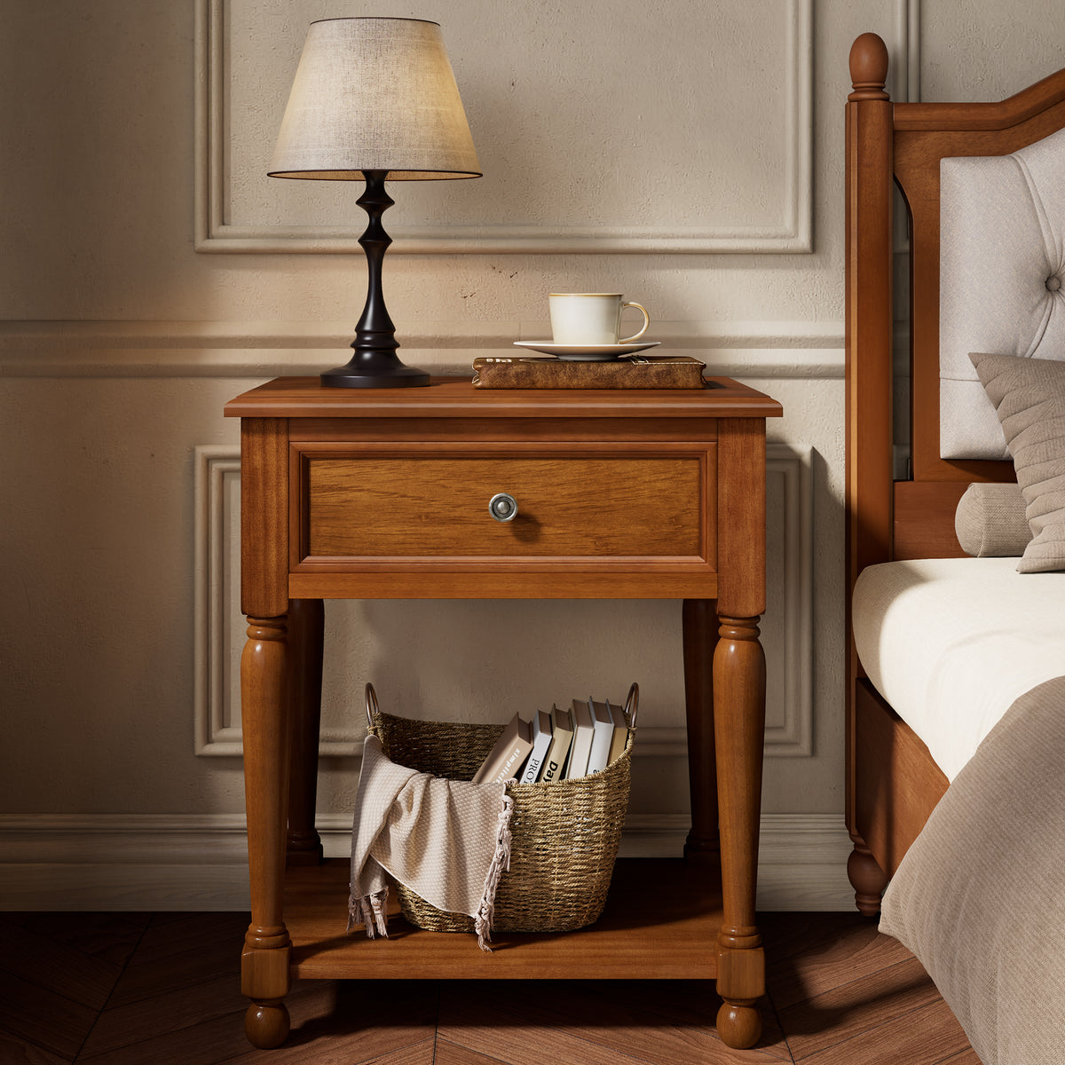 Ember Vintage Walnut Nightstand Set-Brown