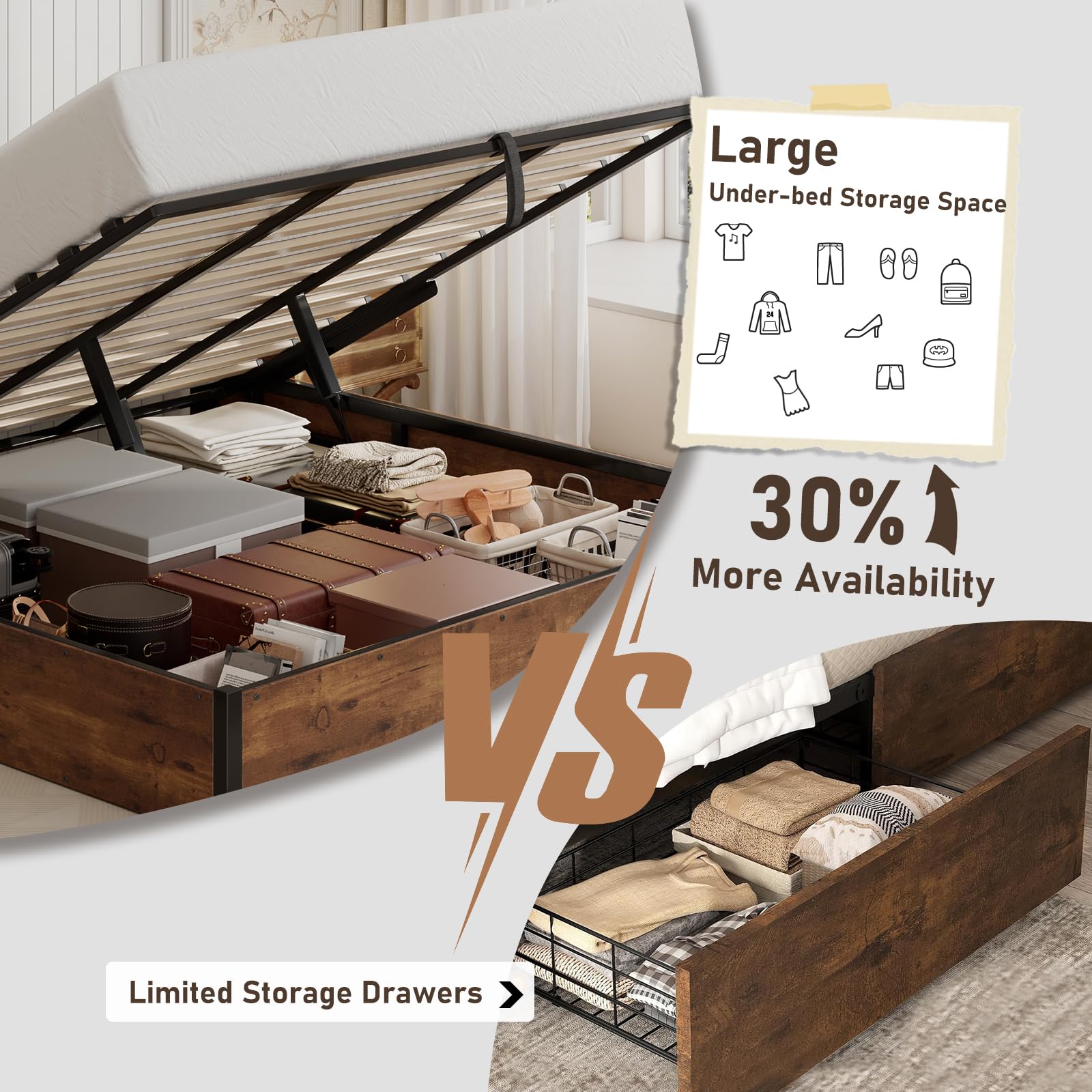 Cody Bedroom Storage Bed Set Full Rustic Brown