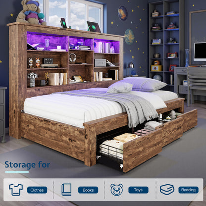 Beam Bed Frame Amerlife Twin / Rustic Dark Oak