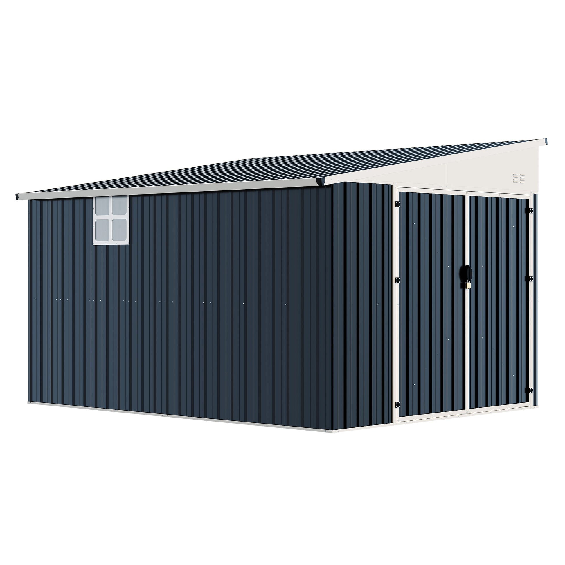 Lark Weatherproof Metal Garden Tool Shed with Sloped Roof-10x8FT