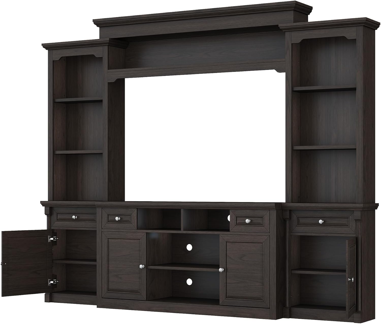 Cortina Rustic Wall Unit Entertainment Center Amerlife Dark Walnut
