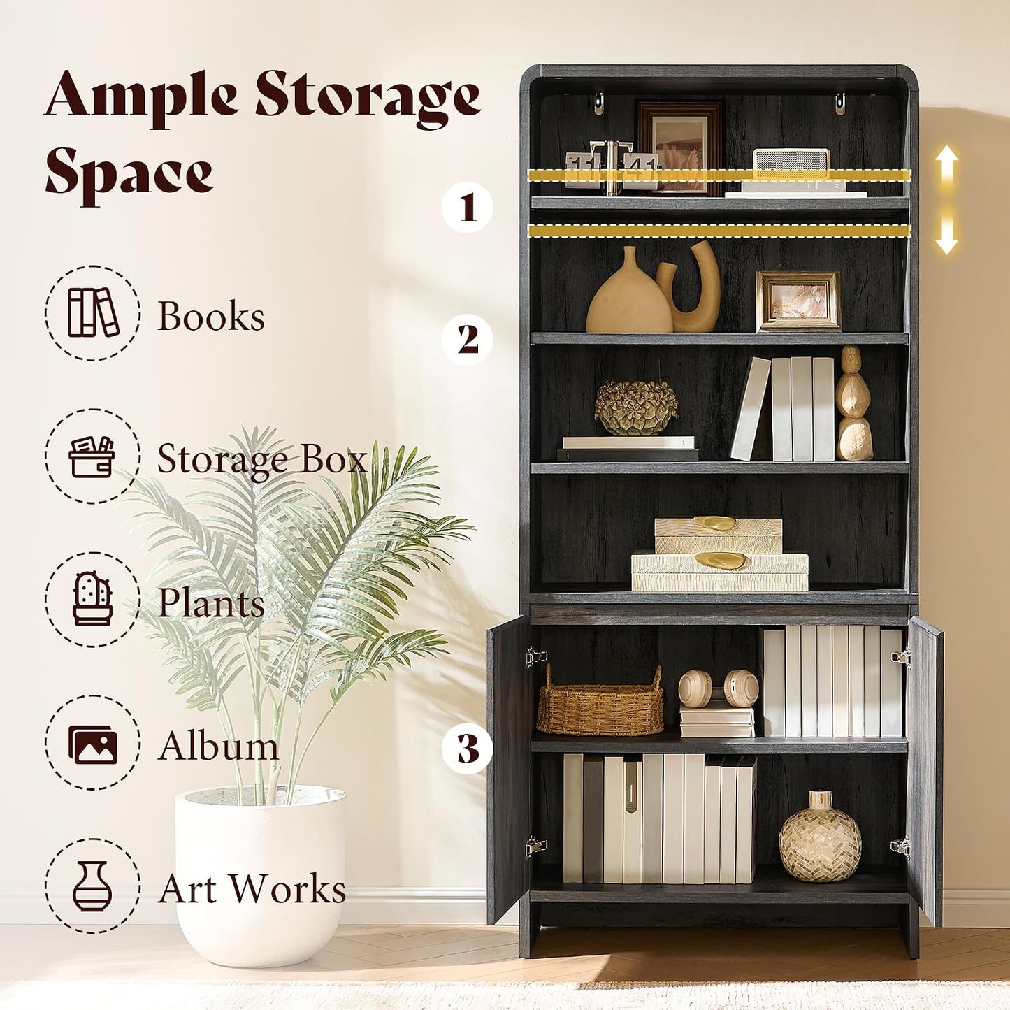 Arcova 71" Tall Bookshelf Amerlife Black