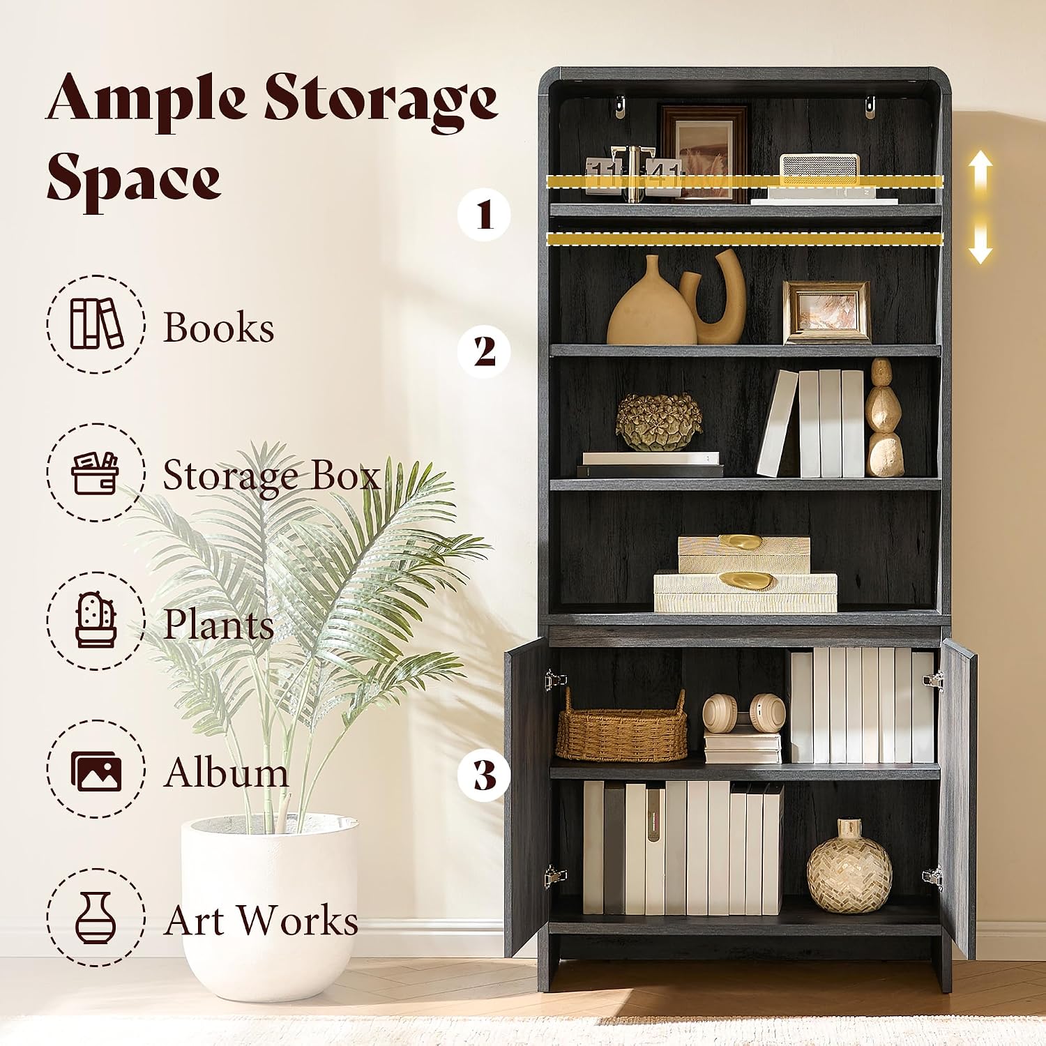 Arcova 71" Tall Bookshelf Amerlife Black