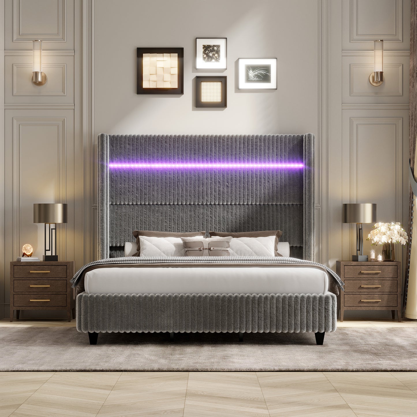 Warren Faux-Fur Bed Frame Amerlife 