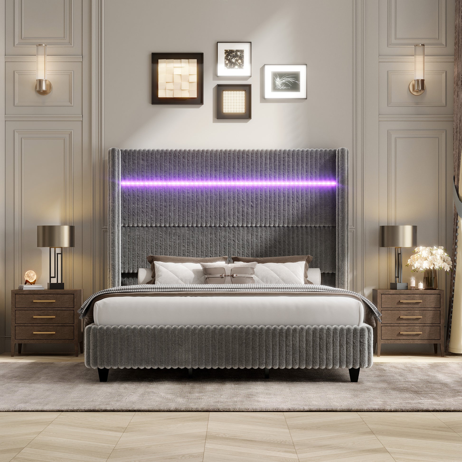 Warren Faux-Fur Bed Frame Amerlife 