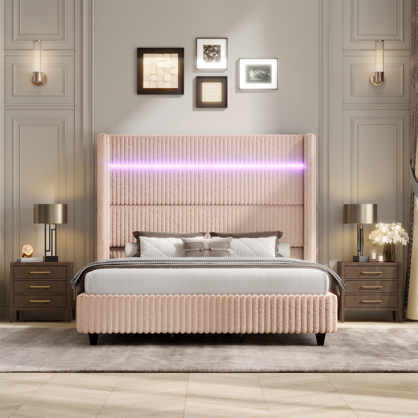 Warren Faux-Fur Bed Frame Amerlife 