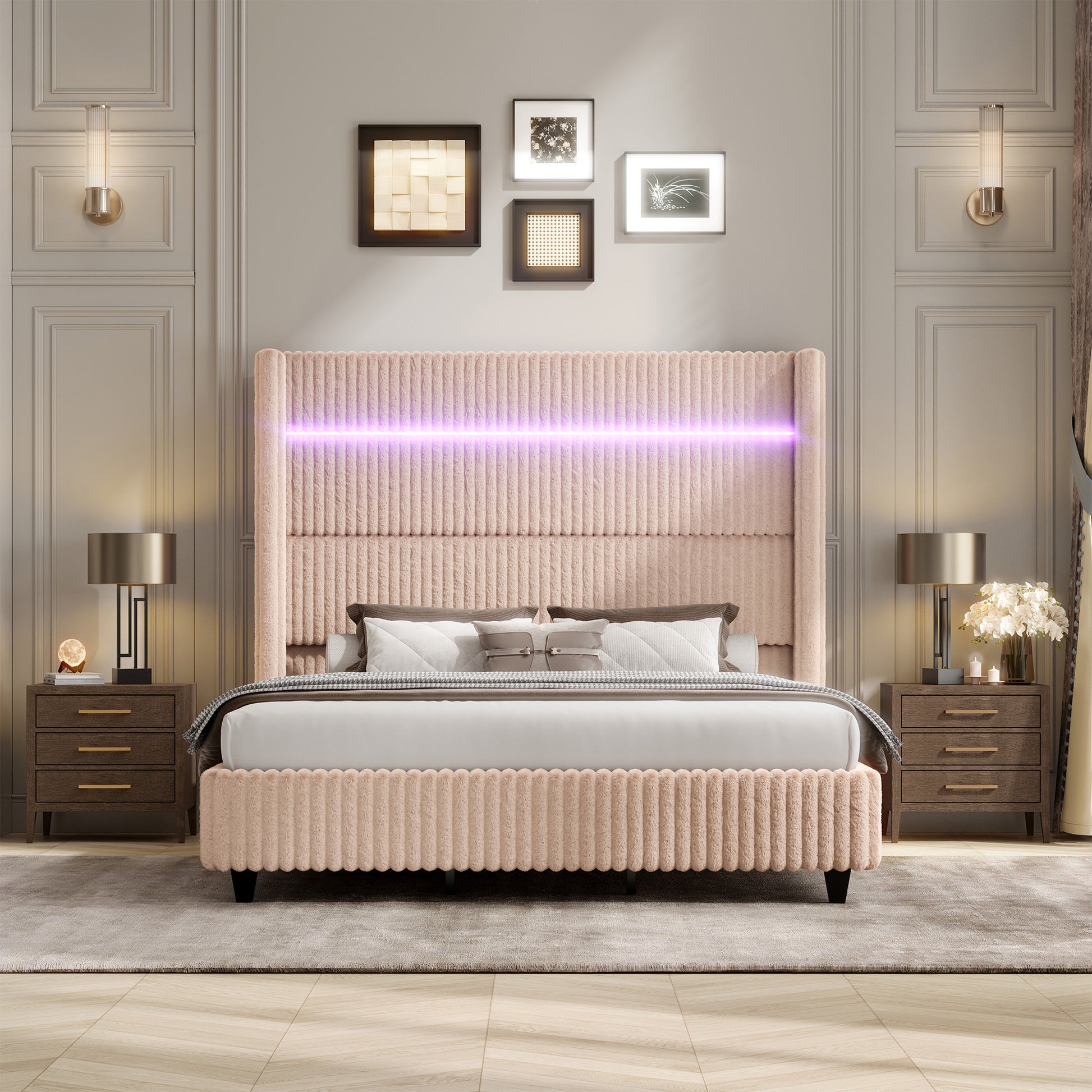 Warren Faux-Fur Bed Frame Amerlife 