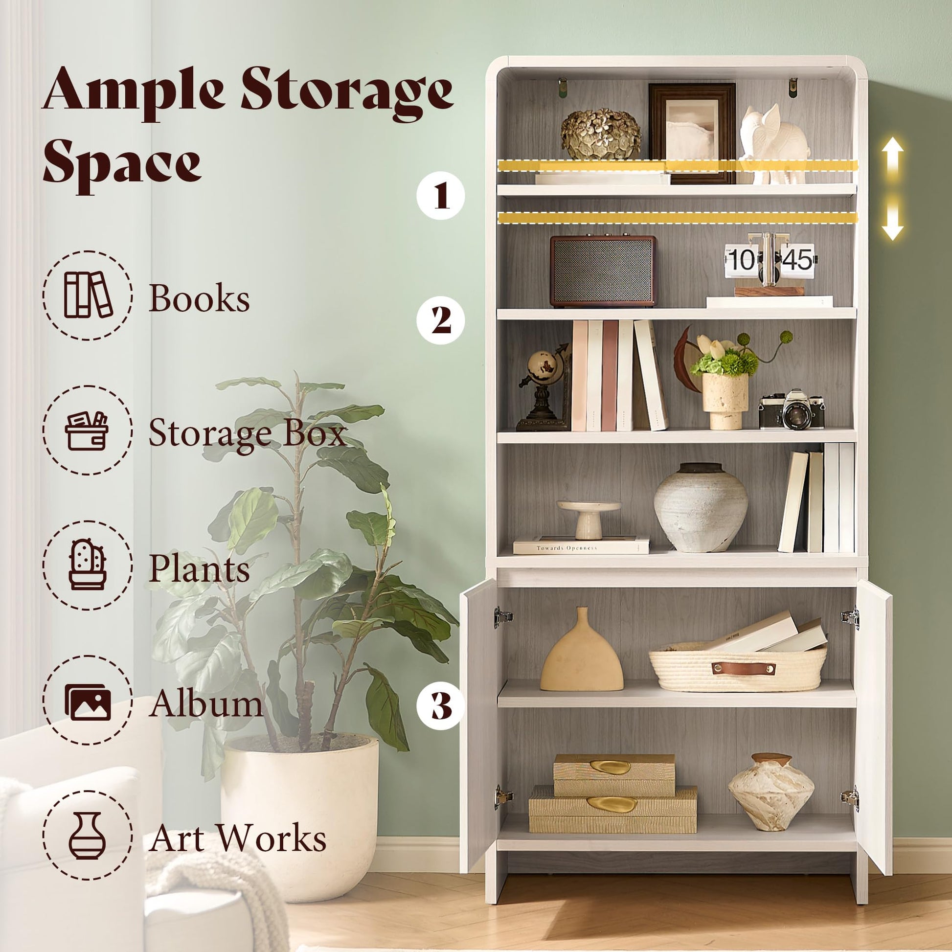 Arcova 71" Tall Bookshelf Amerlife White