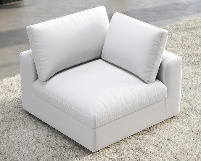 Montauk Down Filled Sectional Sofa-Side Seat / White