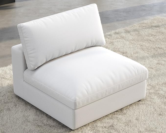 Montauk Down Filled Sectional Sofa-Middle Seat / White