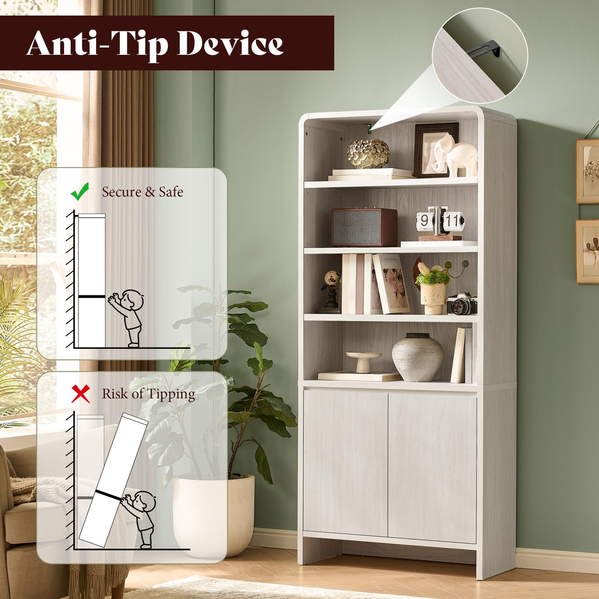 Arcova 71" Tall Bookshelf Amerlife White
