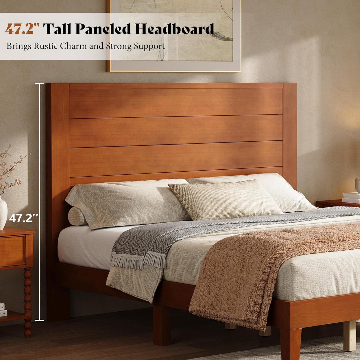 Fremont Wood Platform Bed Queen size Brown