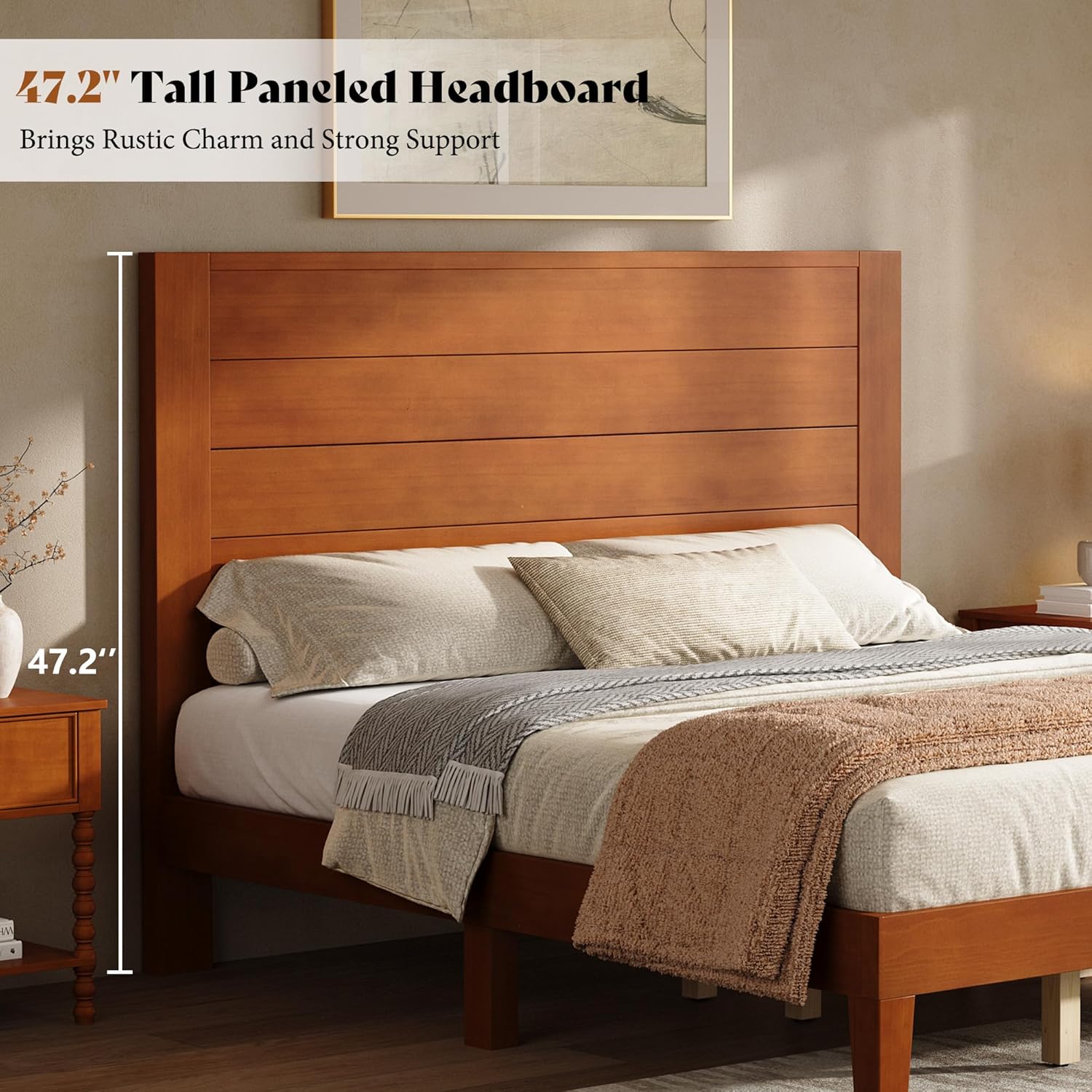 Fremont Wood Platform Bed Queen size Brown