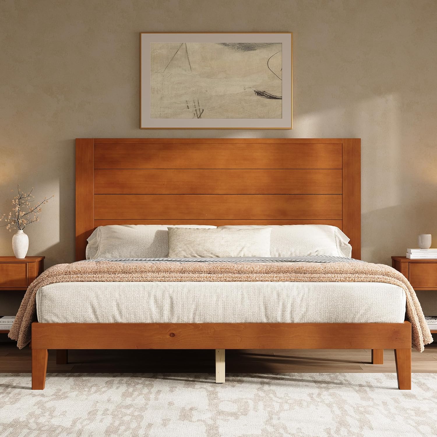 Fremont Wood Platform Bed Queen size Brown