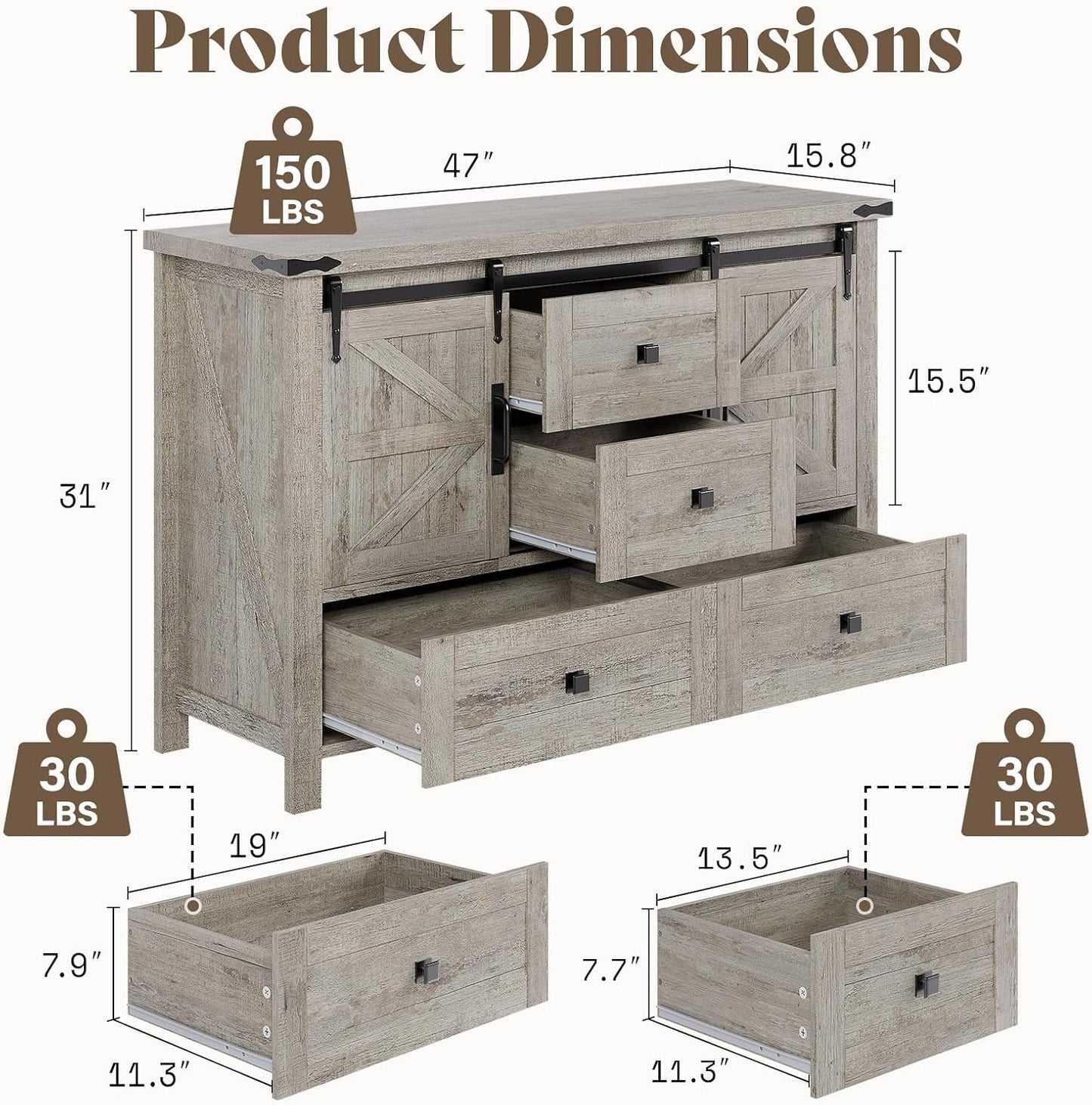 Alderman 3-Piece Bedroom Set Amerlife Full / Light Rustic Oak