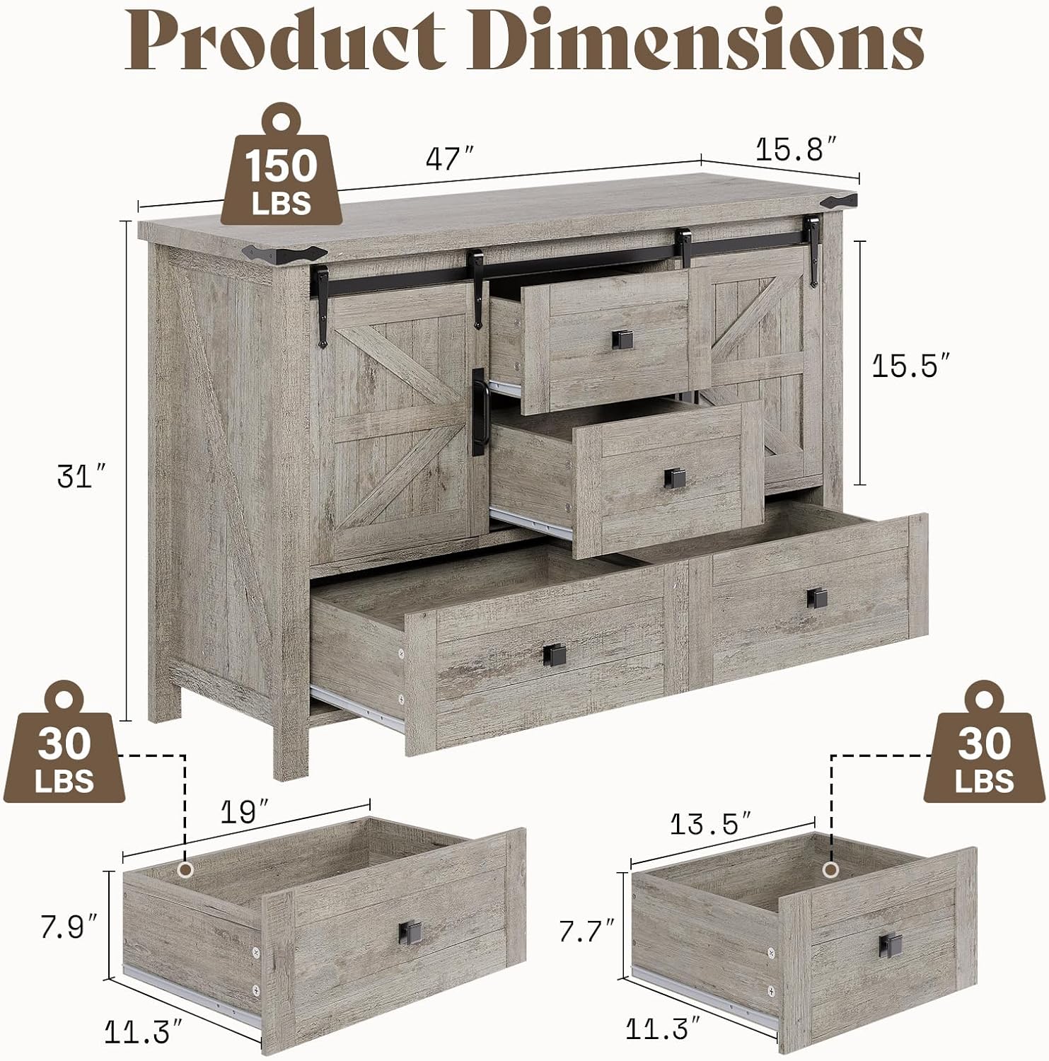 Alderman 3-Piece Bedroom Set Amerlife Full / Light Rustic Oak