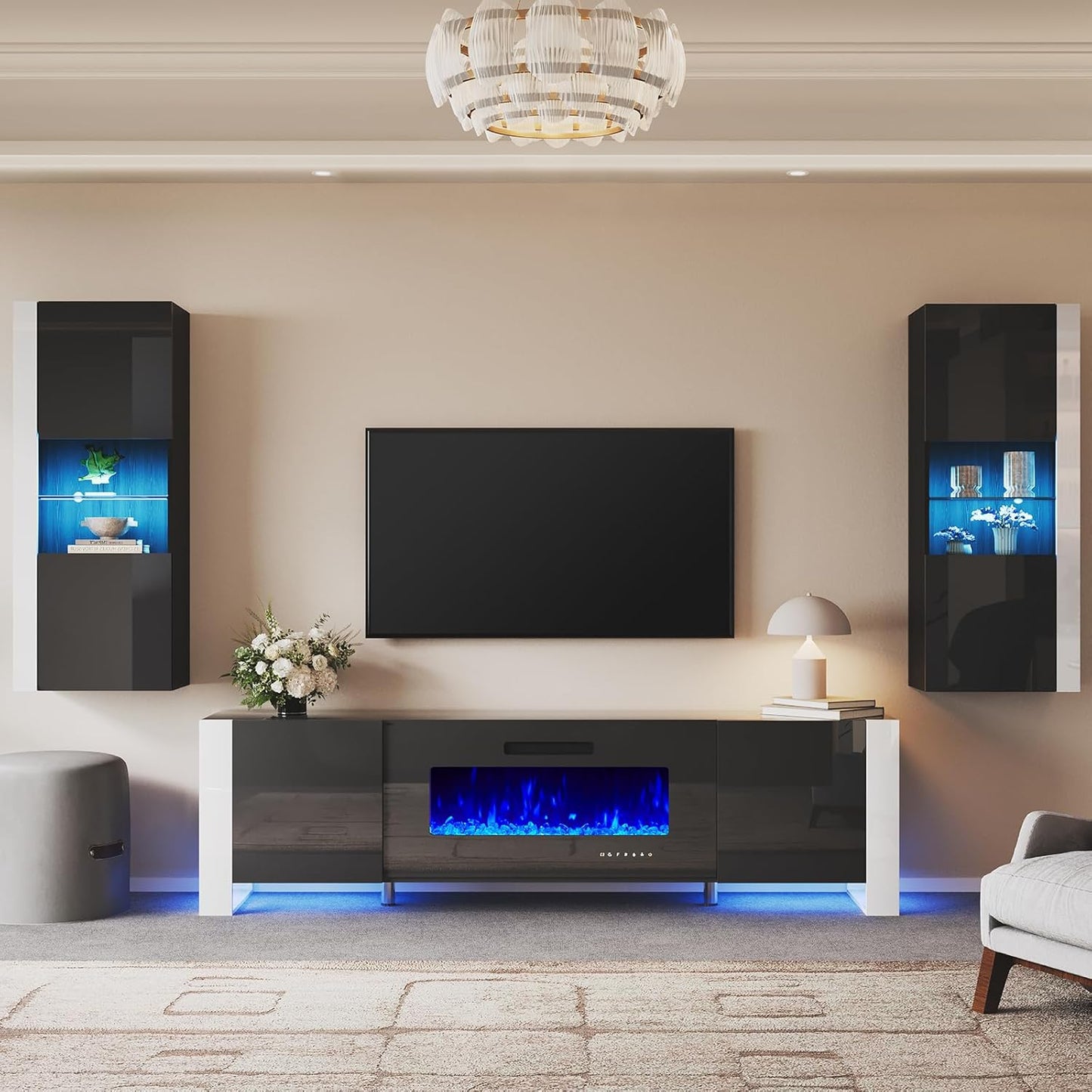 Ion Wall Unit Entertainment Center Set Amerlife 70" / Black