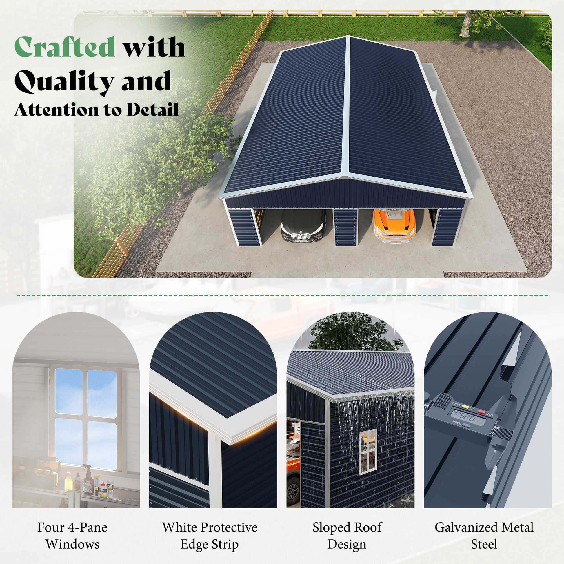 Extra Large Outdoor Metal Garage Shed Amerlife 25x30x11.5 FT 