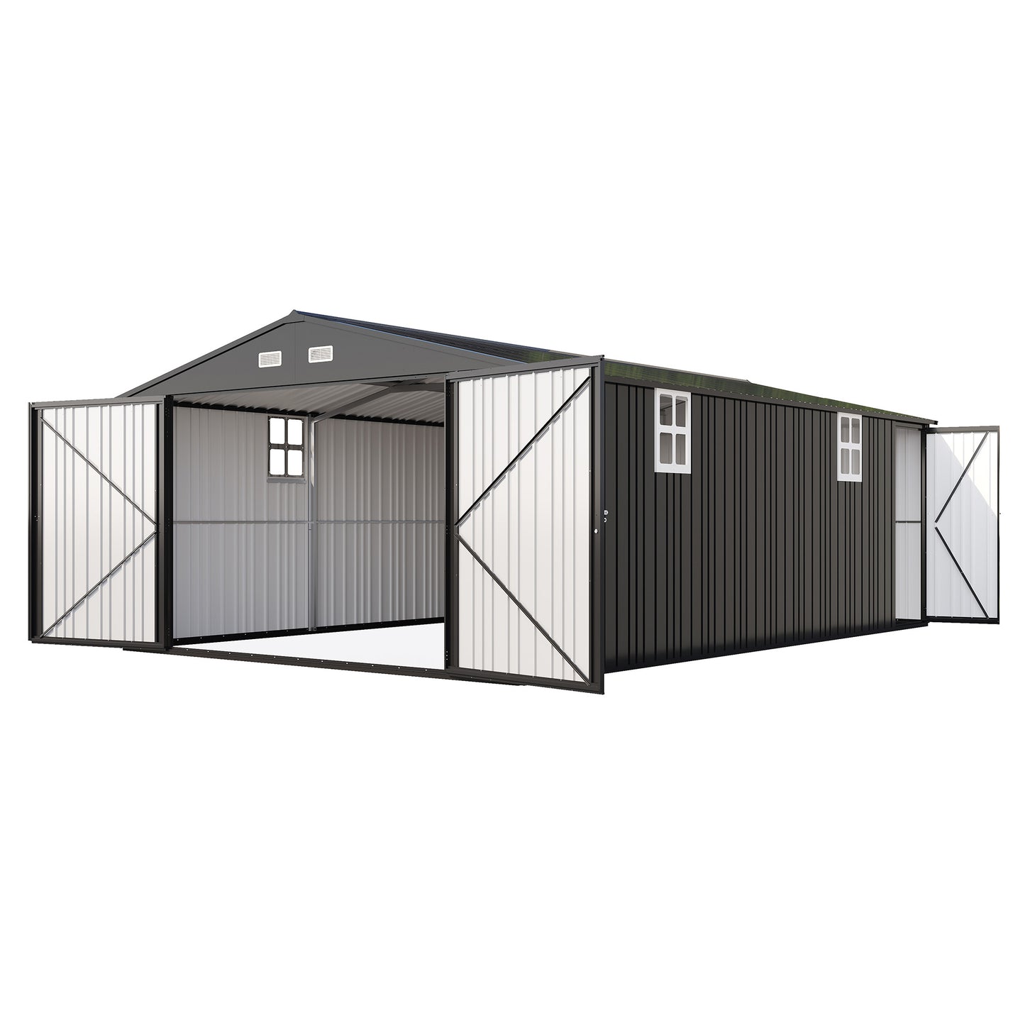 Extra Large Outdoor Metal Garage Shed Amerlife 10x21x7.3 FT 